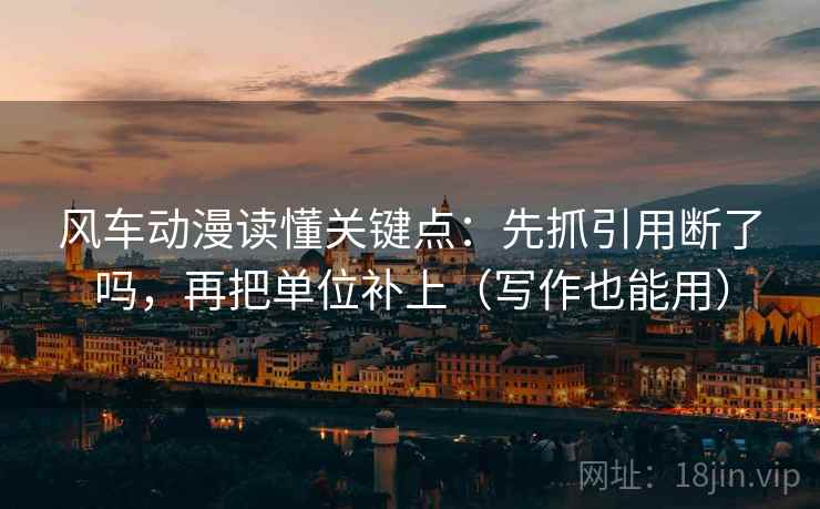 风车动漫读懂关键点：先抓引用断了吗，再把单位补上（写作也能用）