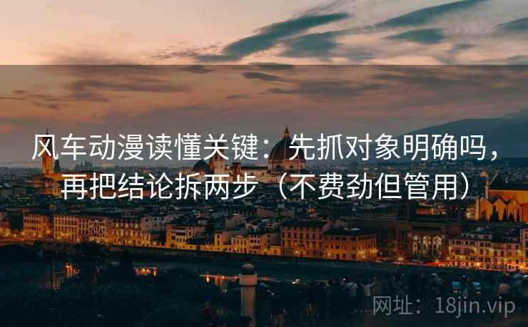 风车动漫读懂关键：先抓对象明确吗，再把结论拆两步（不费劲但管用）