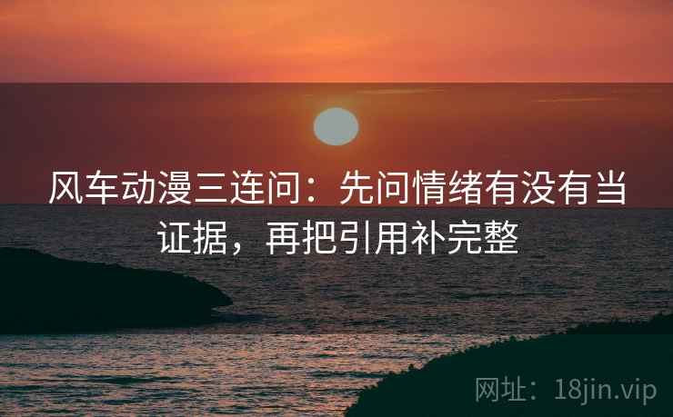 风车动漫三连问：先问情绪有没有当证据，再把引用补完整