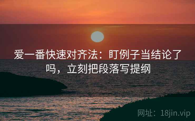 爱一番快速对齐法：盯例子当结论了吗，立刻把段落写提纲